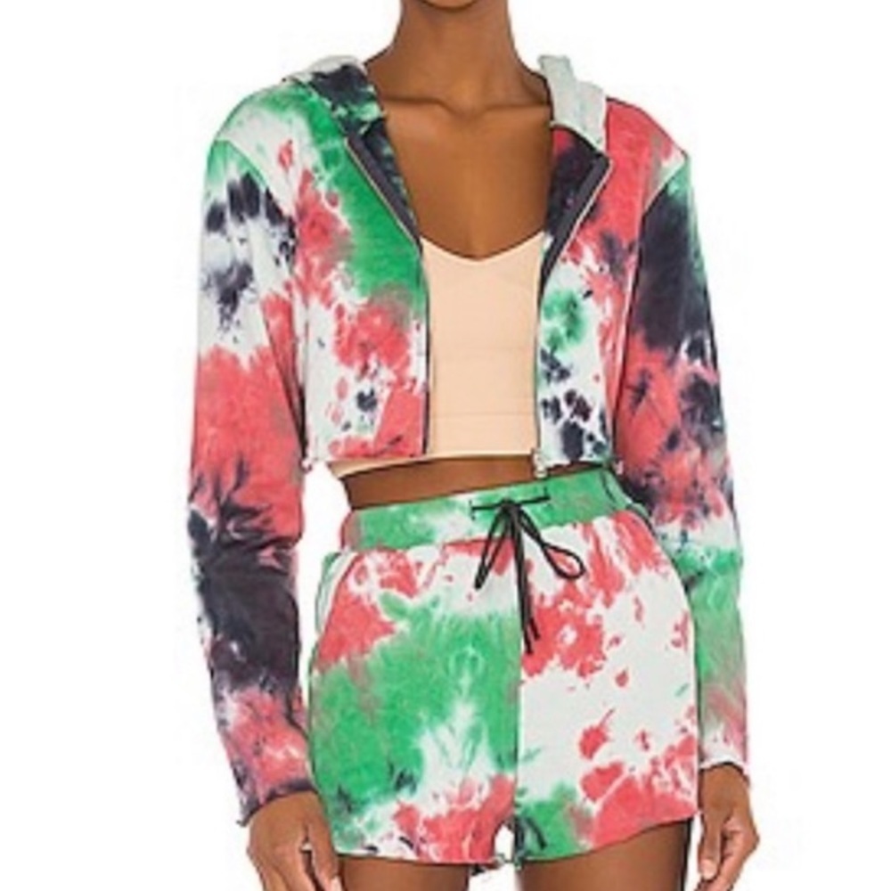 Superdown Revolve Tie Dye Cropped Sweatshirt - image 1